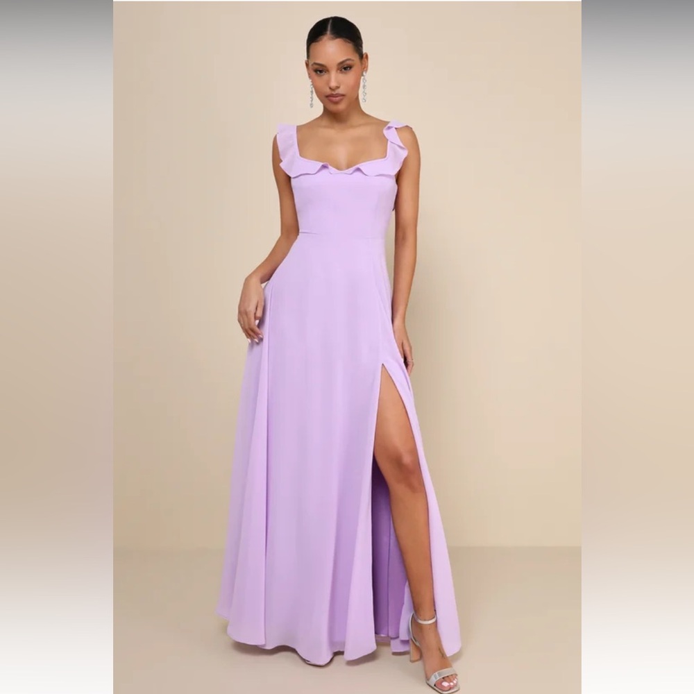 Dreamy Admiration Lilac Ruffled Maxi Dress